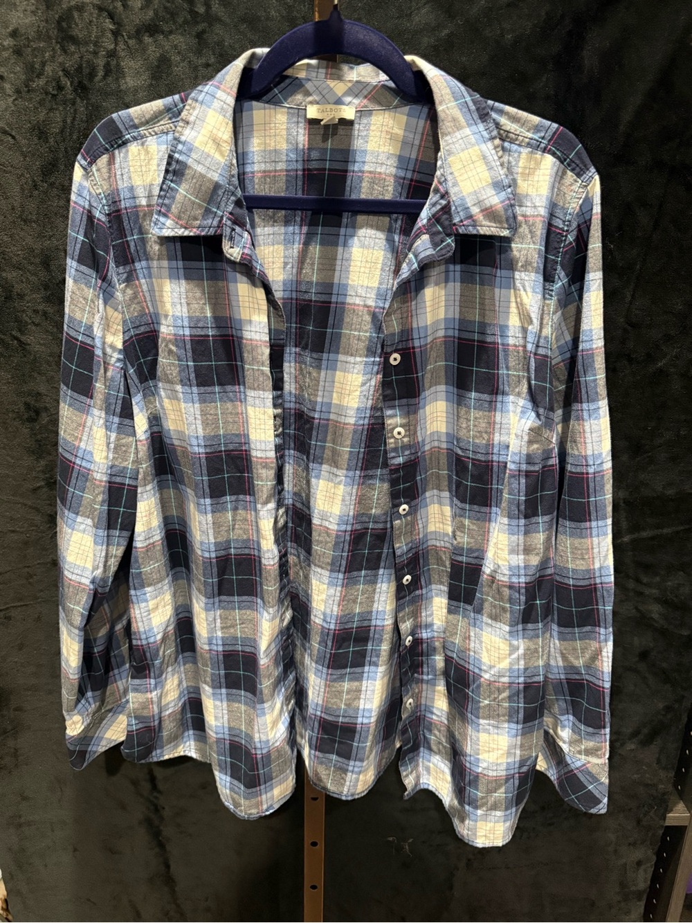 Talbots Blue Plaid Button-Up Shirt